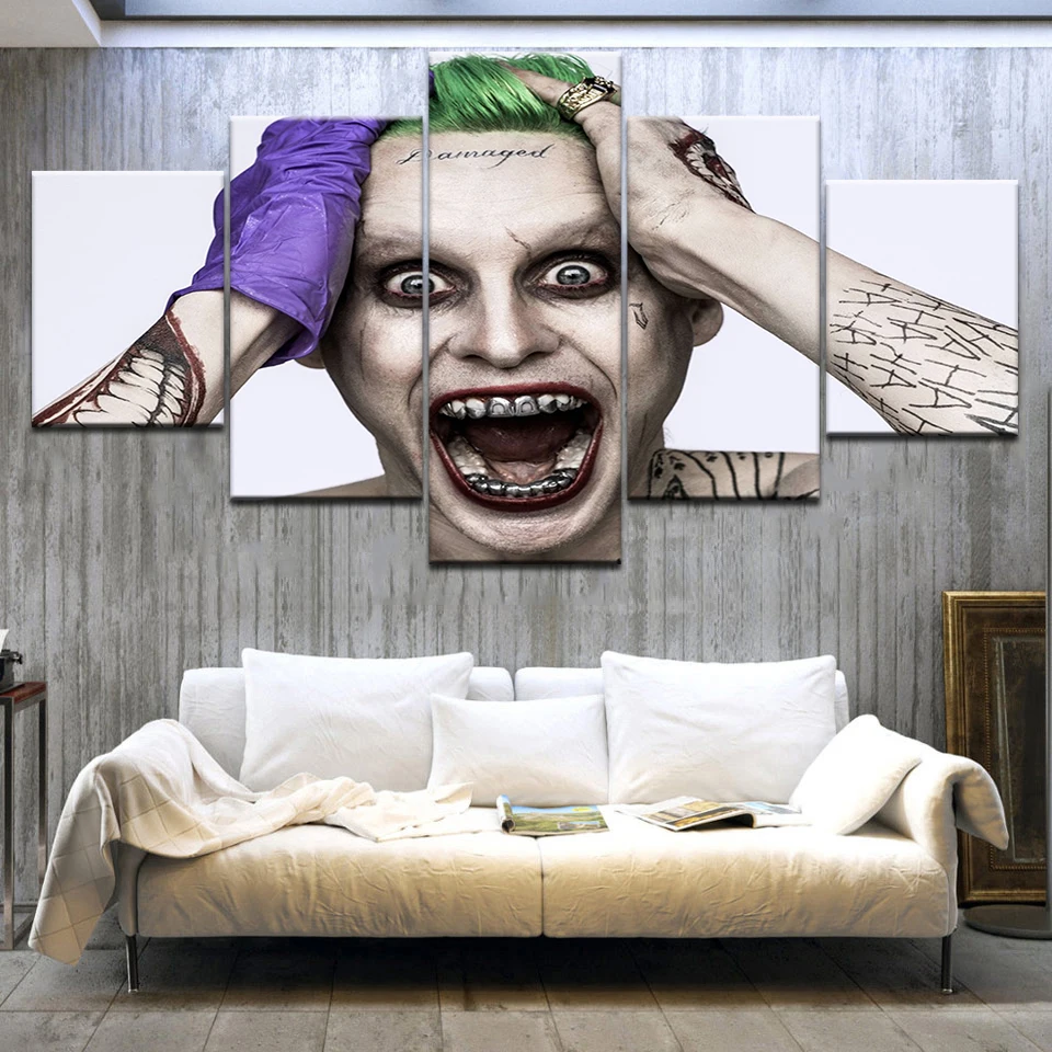 5Panel HD Printed Suicide Squad The Joker Jared Leto Cartoon Movie Print On Canvas Art Painting For home living room decoration 5Panel HD Printed Suicide Squad The Joker Jared Leto Cartoon Movie Print On Canvas Art Painting For home living room decoration