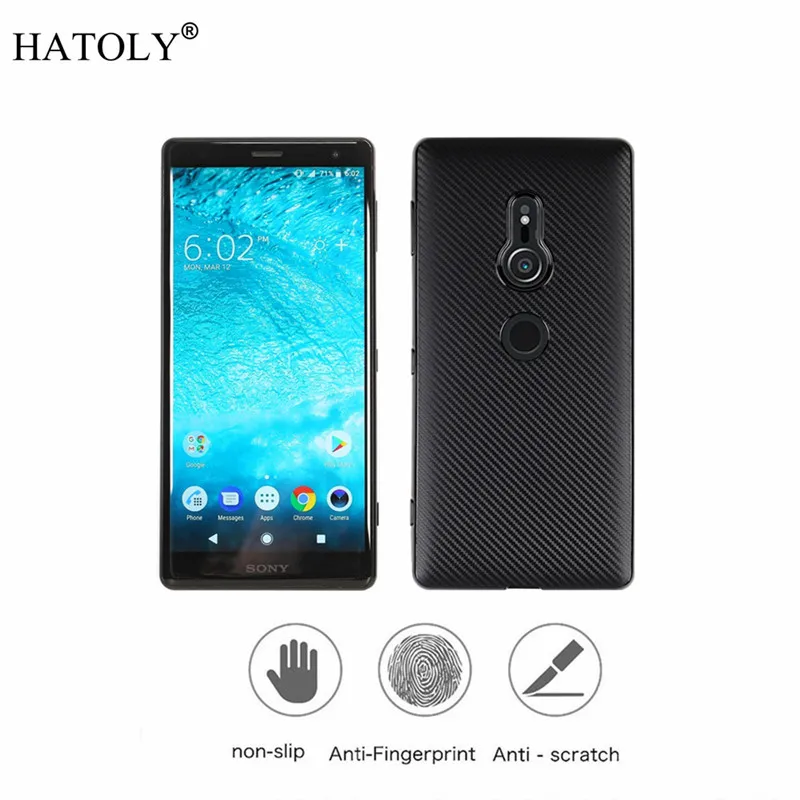 

HATOLY For Sony Xperia XZ2 Case For Sony Xperia XZ2 Cover Luxury Full Protection Carbon Fiber Soft TPU Phone Case H8216 H8266