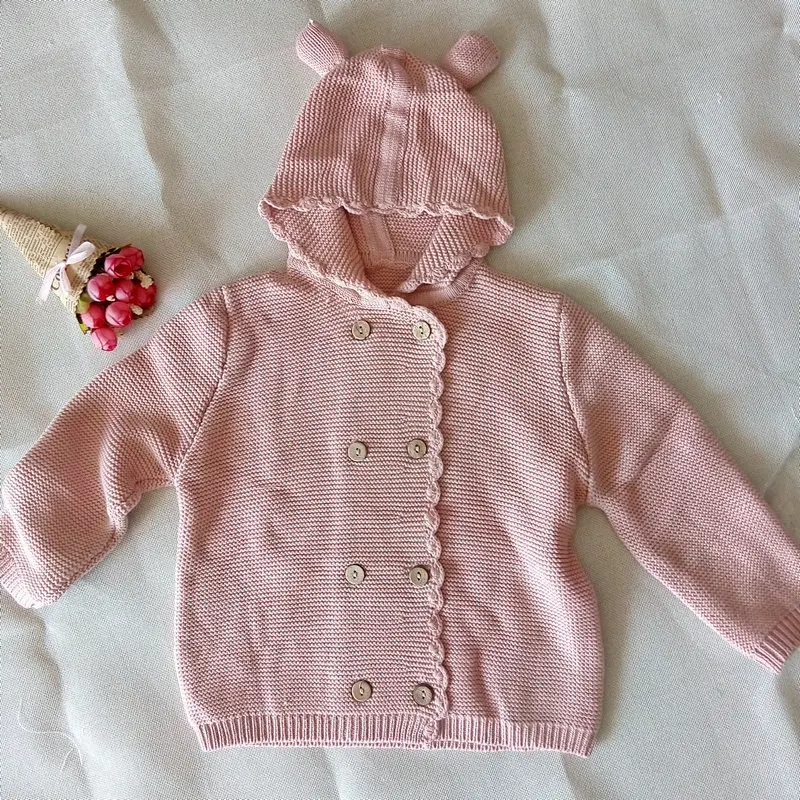 2017 AutumnWinter Kids Girls Hooded Cardigan Double Breasted Cotton Sweater For Children Boy Baby Girl Soft Knit Jumper Clothes (67)
