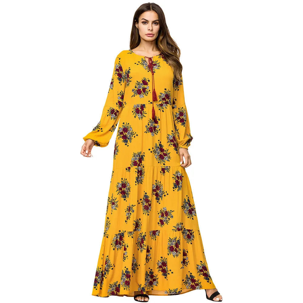 

Plus Size Printed Maxi Dress Bohemian Beach Party Maxi Dress Vintage Elegant High Wasit V-Neck Summer Bodycon Robe