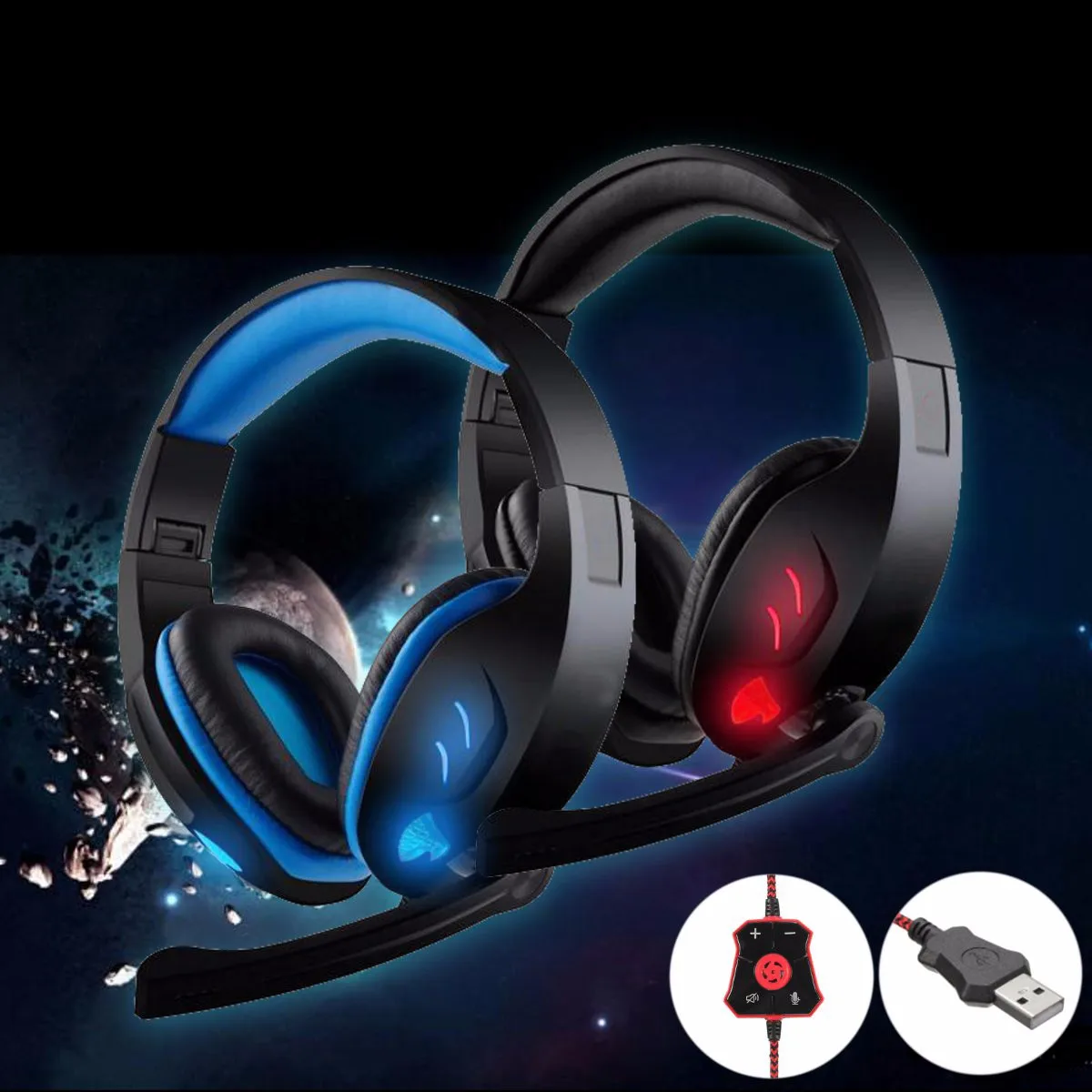 bilder für Neue Ankunft LED USB Gaming Headset 7,1 Stereo Faltbare Stirnband Kopfhörer Mit Mic Für PC Kopfhörer bilder für Neue Ankunft LED USB Gaming Headset 7,1 Stereo Faltbare Stirnband Kopfhörer Mit Mic Für PC Kopfhörer