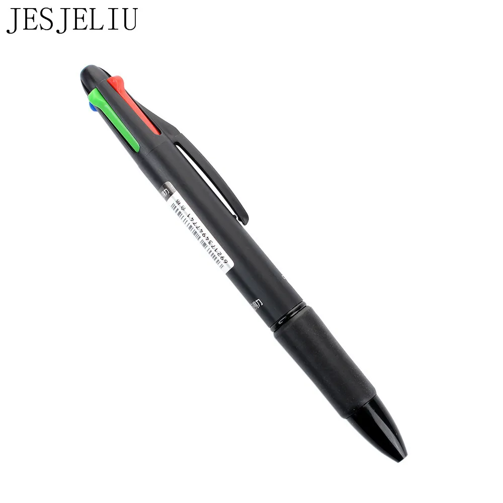 Разноцветная ручка, 4 в 1, цветная Выдвижная шариковая ручка 0,7 мм, многофункциональная ручка, канцелярские принадлежности, подарок