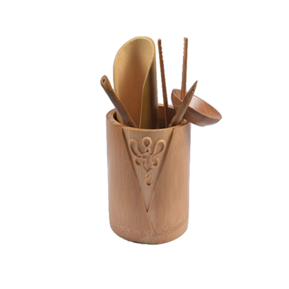 

6Pcs/Set Cylinder Chinese Kung Fu Tea Set Bamboo Kitchen Accessories Tea Making Tools For Tea Ceremony Party Tea House