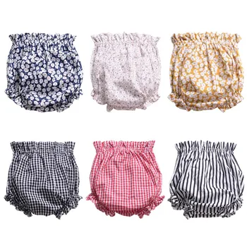 

New Baby Girls Boys Summer Casual PP Shorts Children Bloomers Elastic Waist Striped Plaid Floral Print Short Pants Outfit 1-4Y