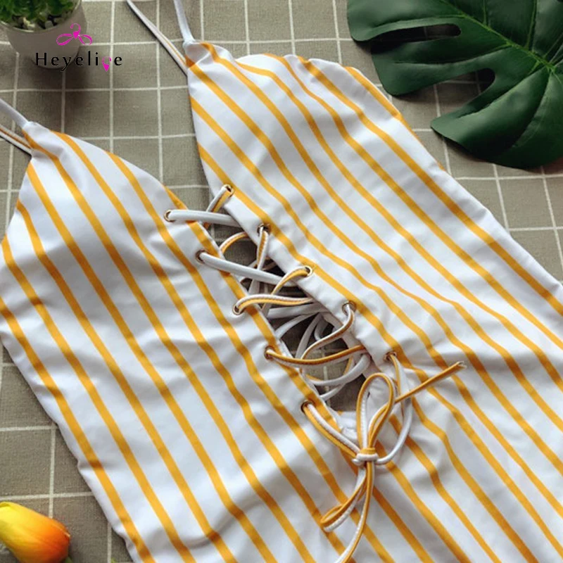 striped 1pc swimwear