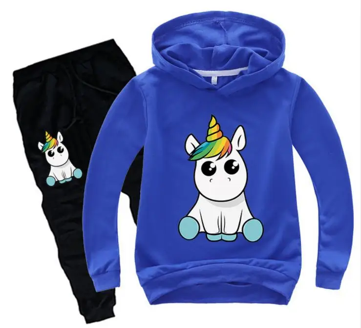 New Children's Set Children's Hoodies+ Pants 2 Pcs Tracksuit Boys And Girls Spring Autumn Unicorn Take Off Gesture Clothing Set - Цвет: style 3