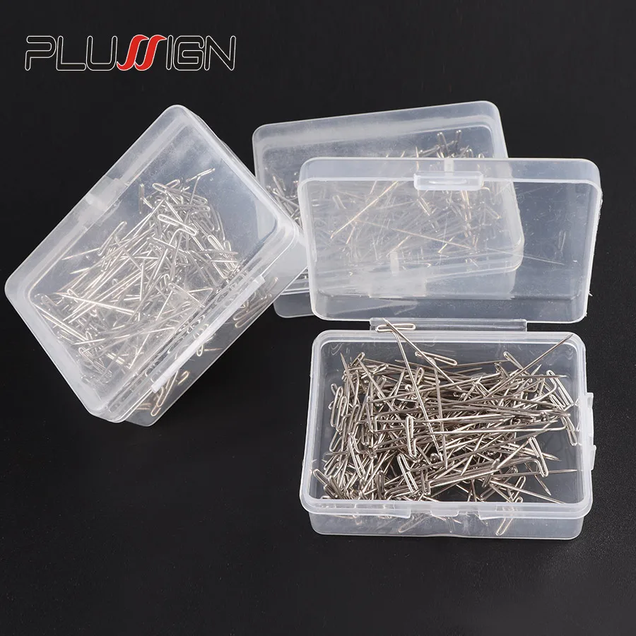 Plussign Steel T-Pins 1.5 Inch For Blocking Knitting Modelling And Crafts Wig Pins wig making t pins 100 Pieces/Box 38Mm Long