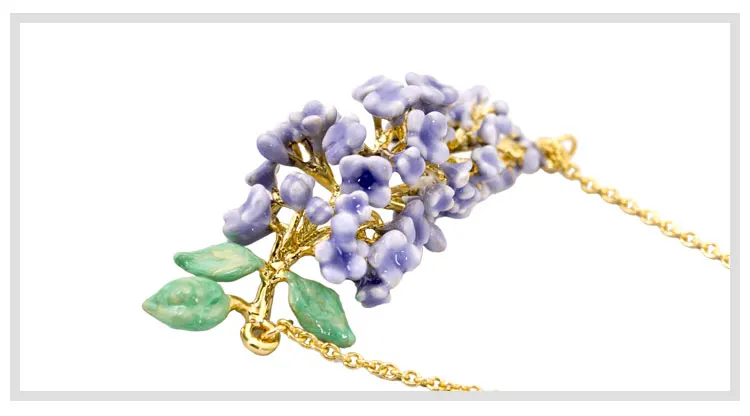 Сочный виноград ручной работы эмалированная глазурь ожерелье позолоченное свежее Лавандовое цветочное ожерелье для женщин модное ювелирное изделие Bijoux подарки для девушек