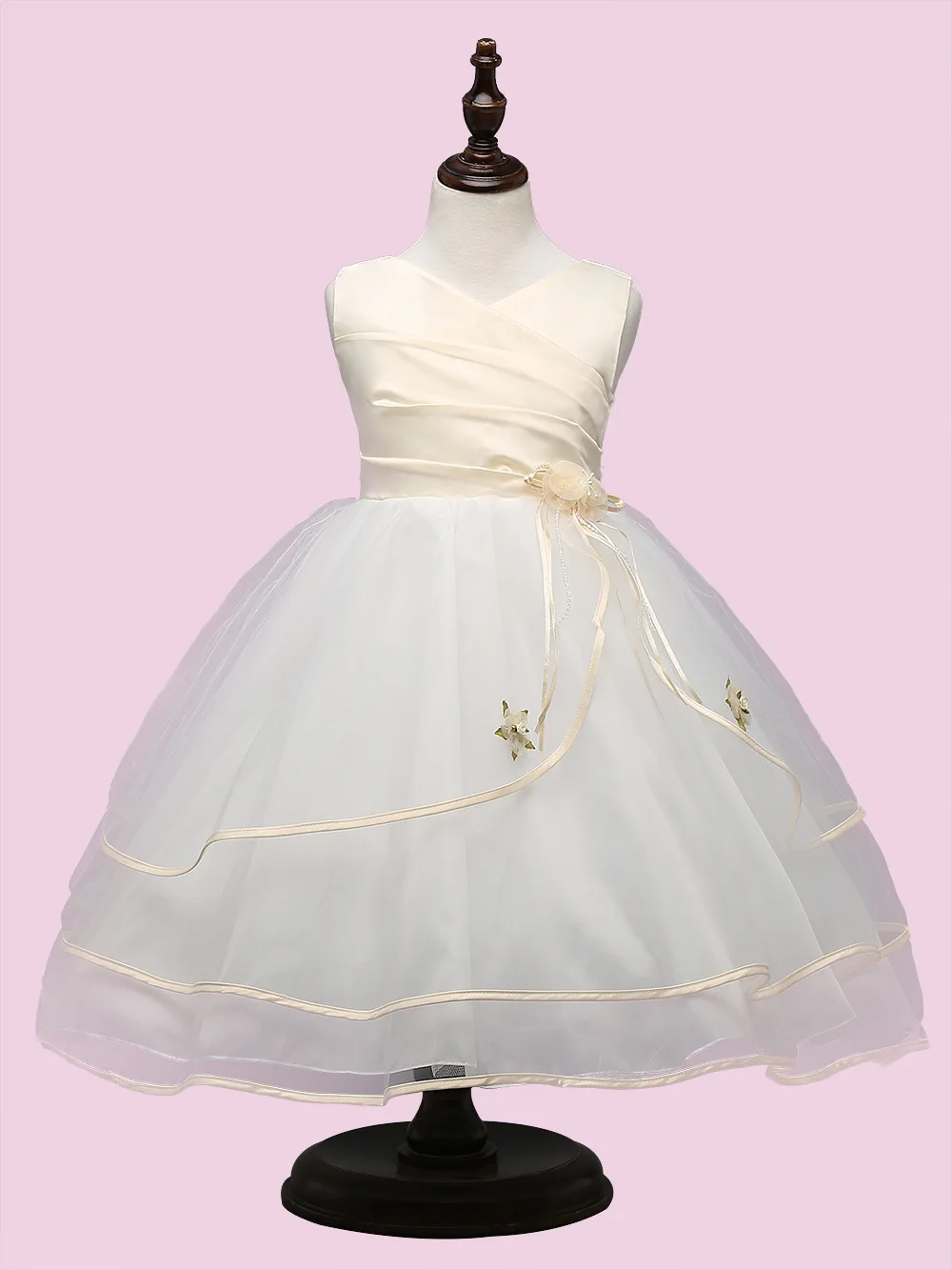 

Spring Summer V-Neck Sleeveless Brief Flowers Princess Dress Floral Ankle-Length Ball Gown Girl 's Dresses L130