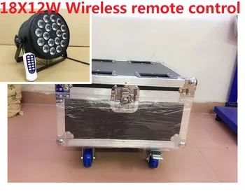 

4pcs Wireless remote control 18x12W LED Par Lights with 1 flight case RGBW 4in1 LED Par Can Par64 dj wash lighting stage light