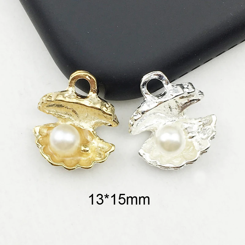 

10pcs Golden Pearl Shell Charm For Women Necklace Pendant Making Alloy Beads Fit Bracelet DIY Jewelry Hair Accessory YZ052