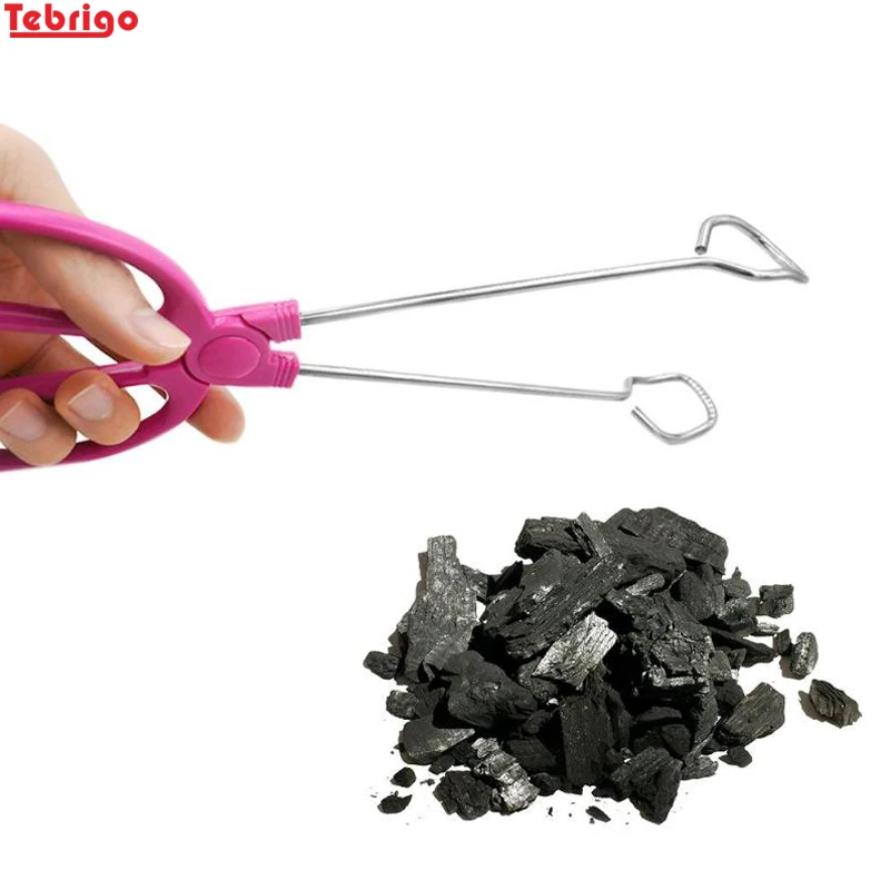 

Tebrigo Stainless Steel Barbecue Clamp Anti-scald Durable Charcoal Food Bread Clip Sharp Grill Accessories Tools bbq Red&Black