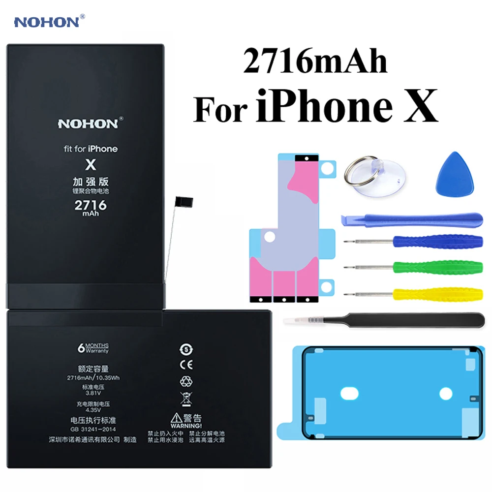 Nohon аккумулятор для iPhone X 8 7 6s 6 iPhone 8 iPhone7 iPhone6 6GS литий-полимерные аккумуляторы для Apple iPhone 6 6s 7 8 x батарея