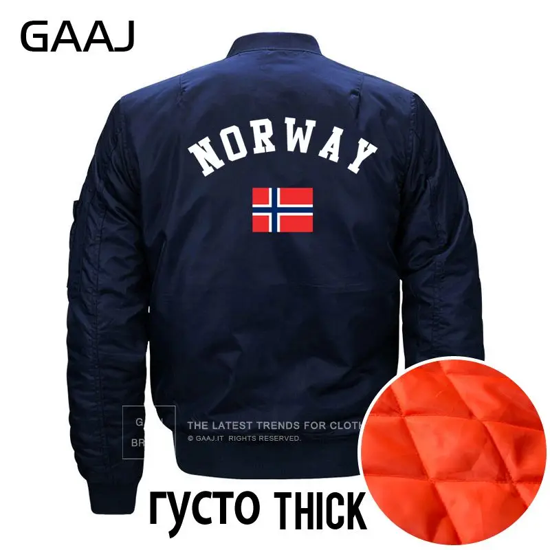 GAAJ принт норвежская куртка с изображением флага мужская зимняя куртка размера плюс флисовое пальто осень Militar Bomber одежда Повседневная теплая - Цвет: Thick Navy