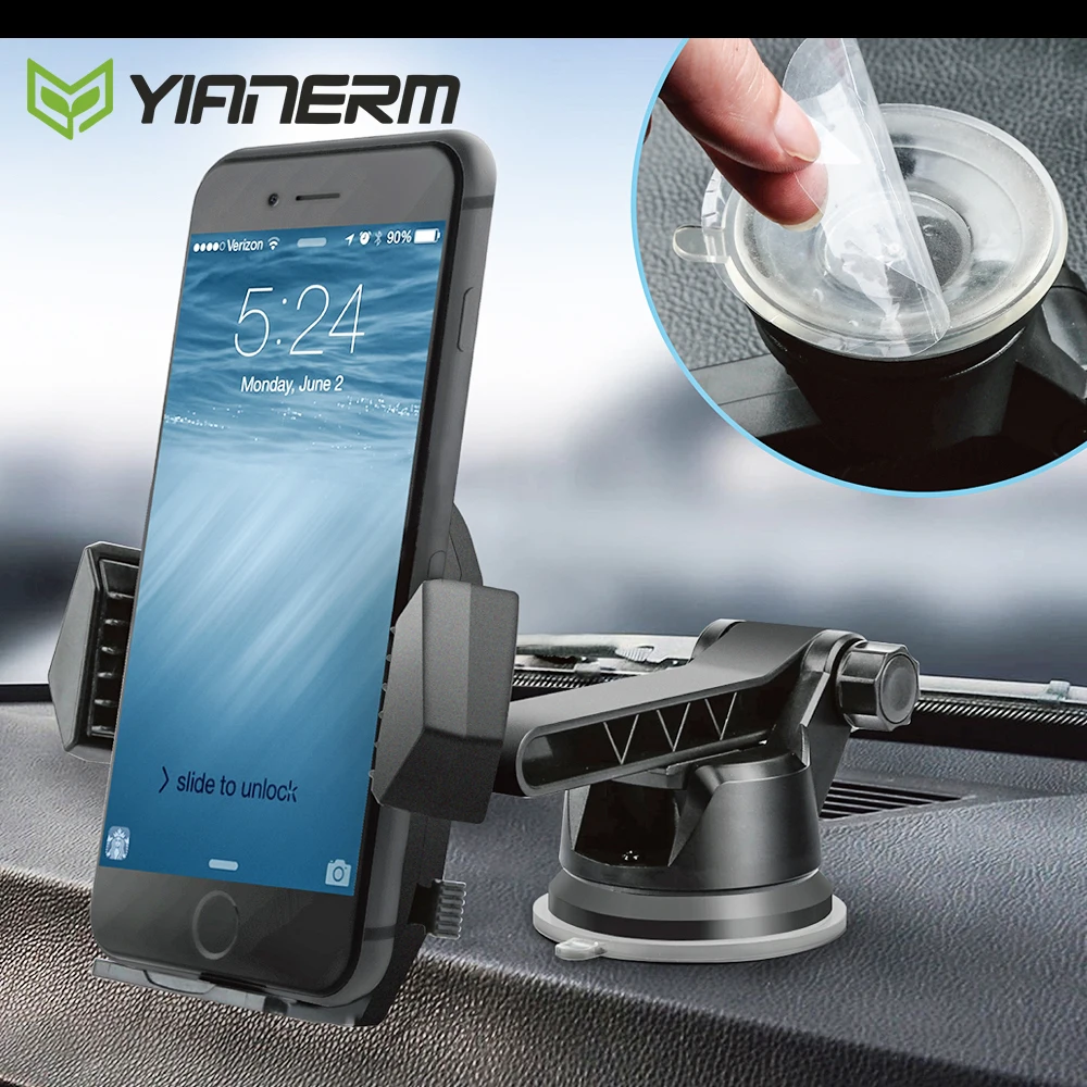 Yianerm Dashboard Car Phone Holder Long Arm Suction Cup Mount For Phone