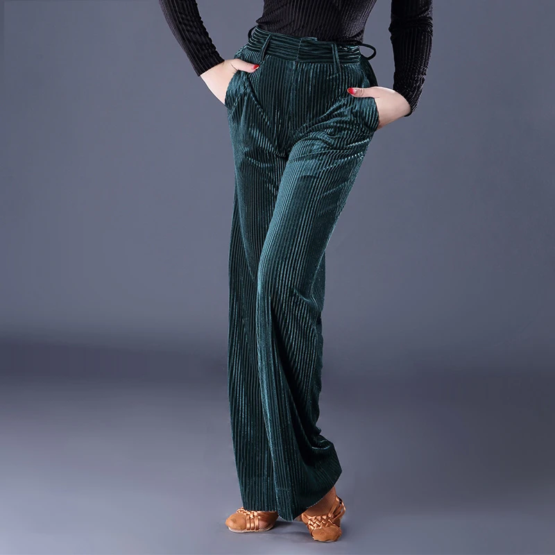 Latin Dance Pants Ballroom Dancing Pant Clothes For Salsa Velvet High