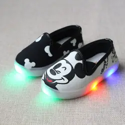 2016 Обувь для девочек Рисунок «Hello Kitty» Обувь для мальчиков AB Стиль свет парусиновая обувь детская с Микки Маусом свет Обувь Портативный