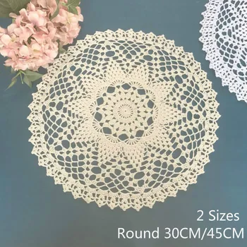 

Vintage Handmade Crochet Tablecloth Doilies Napkins Kitchen Dining Round Table Cover Pads Stand Mug Cup Mat Glass Coaster