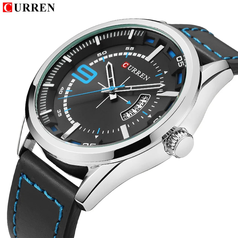 

Curren watch for men brand quartz-watch Men's Round Dial Analog Watches with Date Display Quartz-Watch Casual Male Clock 8295