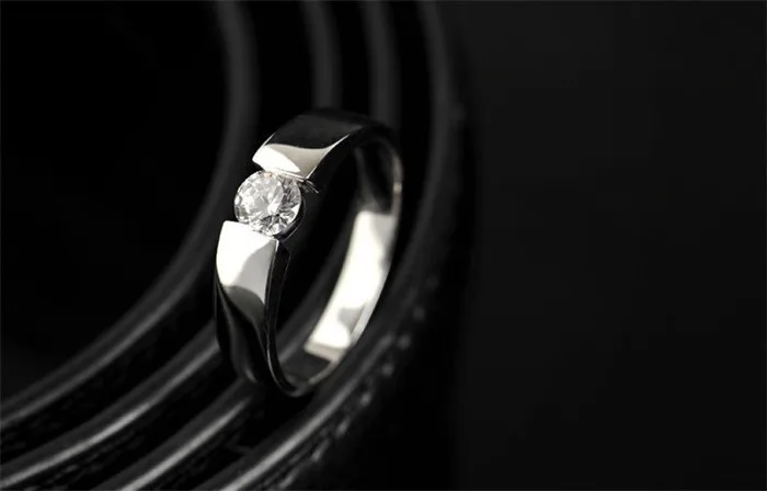 YINHED свадебные кольца для мужчин и женщин Настоящее серебро 925 проба кольцо 1 Фианит 2 карата Кристалл ювелирные изделия палец кольцо ZRD10