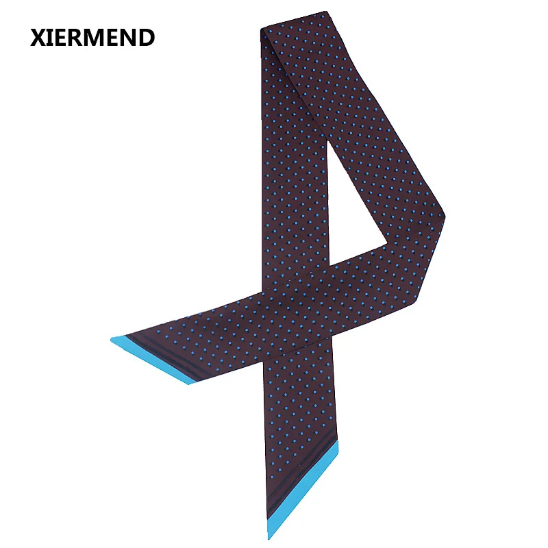 

120cm*7cm scarf new gradient little dots printed silk scarf female tied bag handle ribbon hair band head skinny scarves