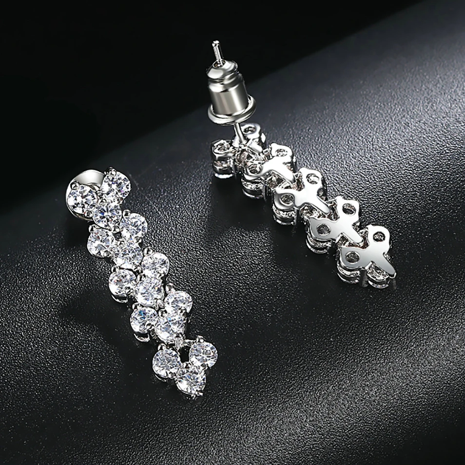 ZHOUYANG Wedding Drop Earring For Women luxury Roman Style AAA+ Cubic Zirconia Silver Color Party Gift Fashion Jewelry E013
