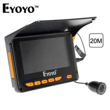 Eyoyo Underwater Camera For Fishing 20M Fish Bait Detector HD 1000TVL Ice Fishing Camera Video Fish Finder 4.3″ LCD 8pcs IR LED
