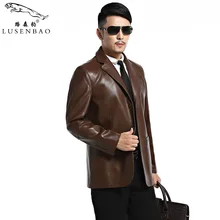 Leder Jacke Männer Casual Lederbekleidung Männer drehen-unten Kragen Dünnen Anzug herren Ledermantel Hohe qualität Herren Leder Jac