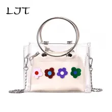 LJT прозрачная гелевая сумка женская Новая летняя маленькая сказочная цепочка через плечо сумка-мессенджер Для Девочек Цветочная дорожная пляжная сумка