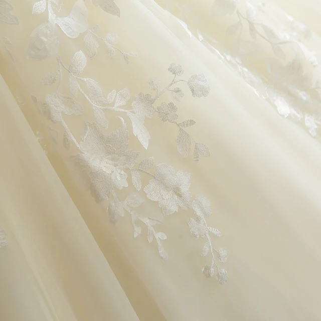 SL-305 Scoop Neck Illusion Bodice Pearls Applique Wedding Dress 2018 6