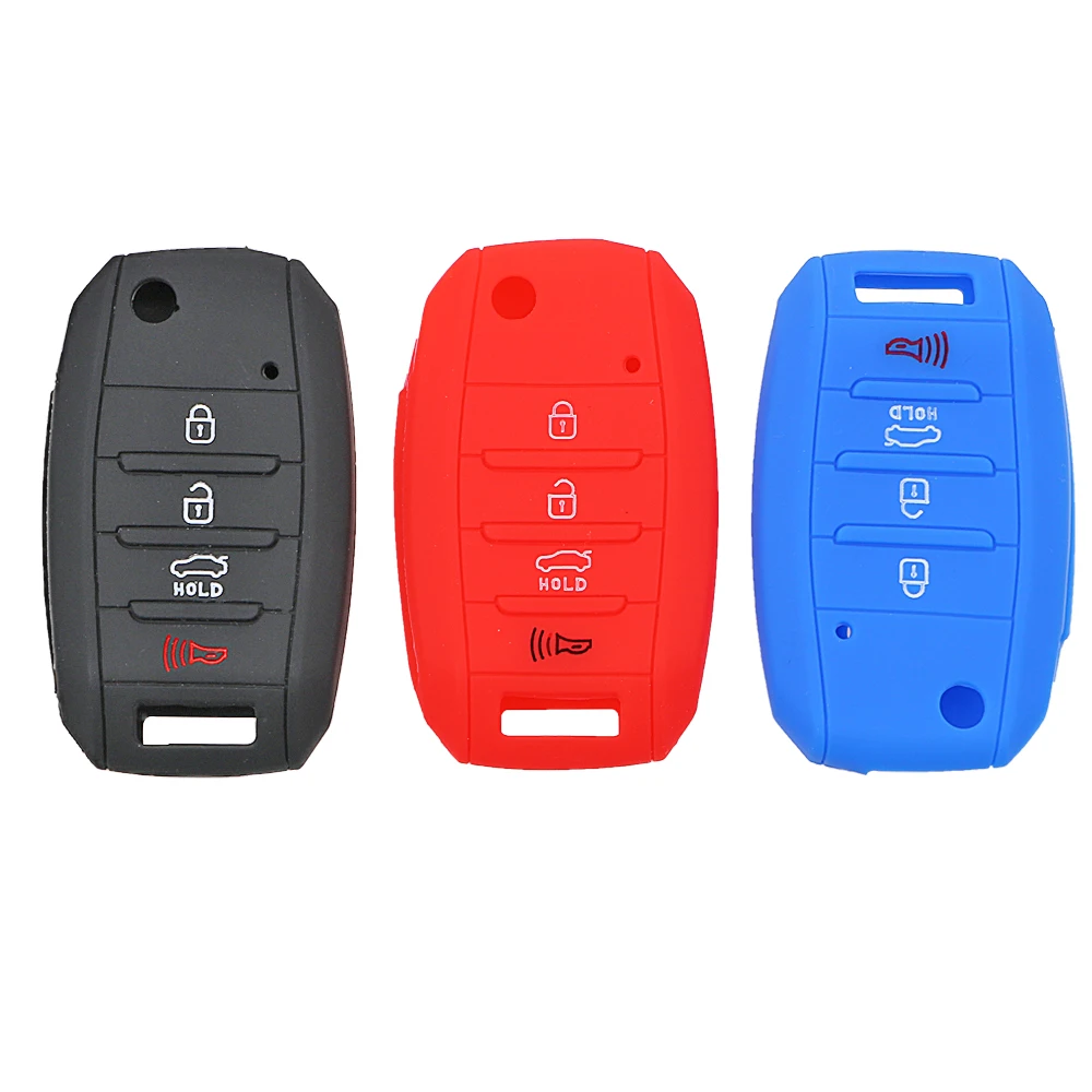 

4 Button Car Key Cover Silicone Key Bag For KIA Rio Sportage 2016 ceed Sorento cerato K2 K3 K4 K5 Auto Accessories Key Case