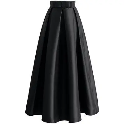 

Neophil Black White Plain Muslim Women Casual Maxi Long Pleated Skirts High Waist Ladies Ball Gown Skater Flared Saia