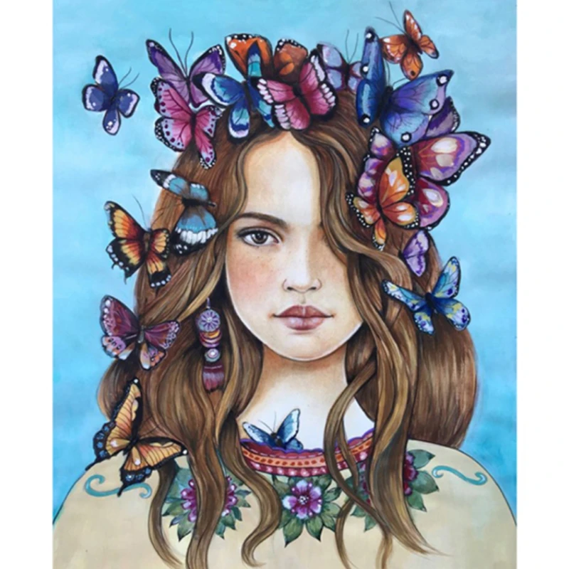 Full Diamond Embroidery Butterfly Angel Image Mosaic Round Rhinestone Painting | Дом и сад