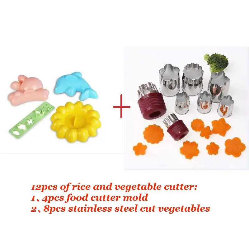 

12PCS of rice and vegetable roll die PATTERN JAPANESE KAWAII STYLE BREAD CHEESE MEAT FOODFORM MAKER FOR KIDS BENTO LUNCH BOX