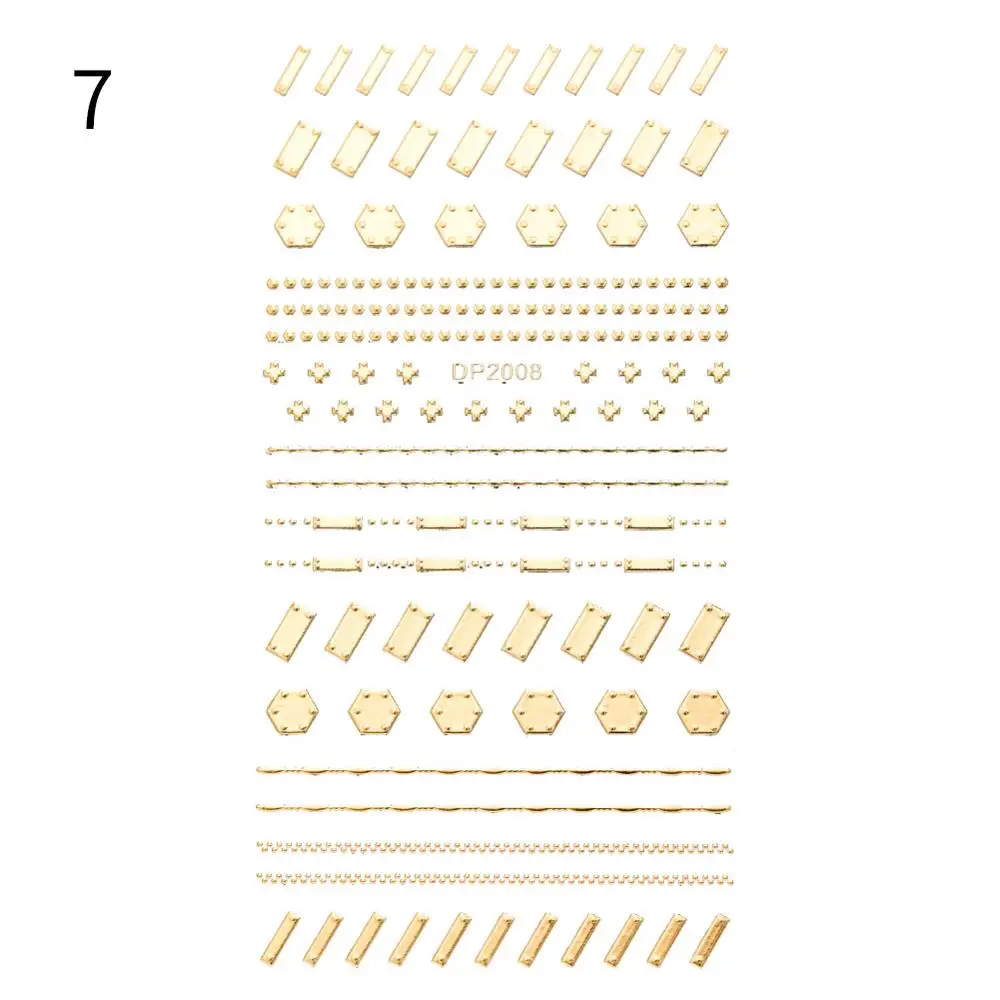 1 шт 9*7,7 см 3D наклейки для ногтей Золотое искусство Геометрическая Луна Звезда Stcikers 3D полоски для ногтей волнистая линия сделай сам украшения для ногтей Набор для ногтей - Цвет: Size B 7