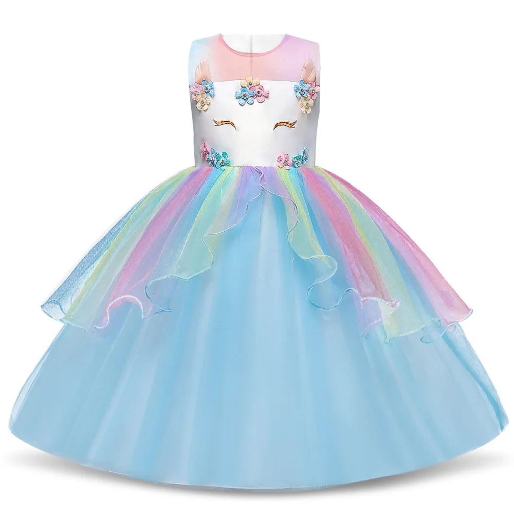 Праздничное платье принцессы Единорог Платье для вечеринок для девочек элегантный костюм на свадьбу Детские платья для девочек fantasia infantil vestido