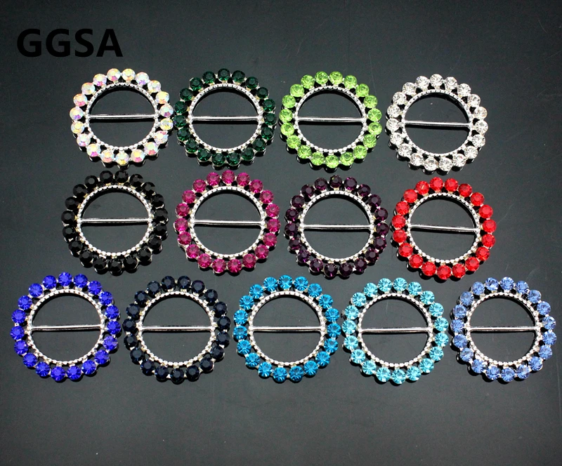 

10pcs 50mm Round Crystal Rings for DIY Browbands Wedding Swimwear Silver Gold Tone Chair Sash Clasp Rhinestone Slide Buckle