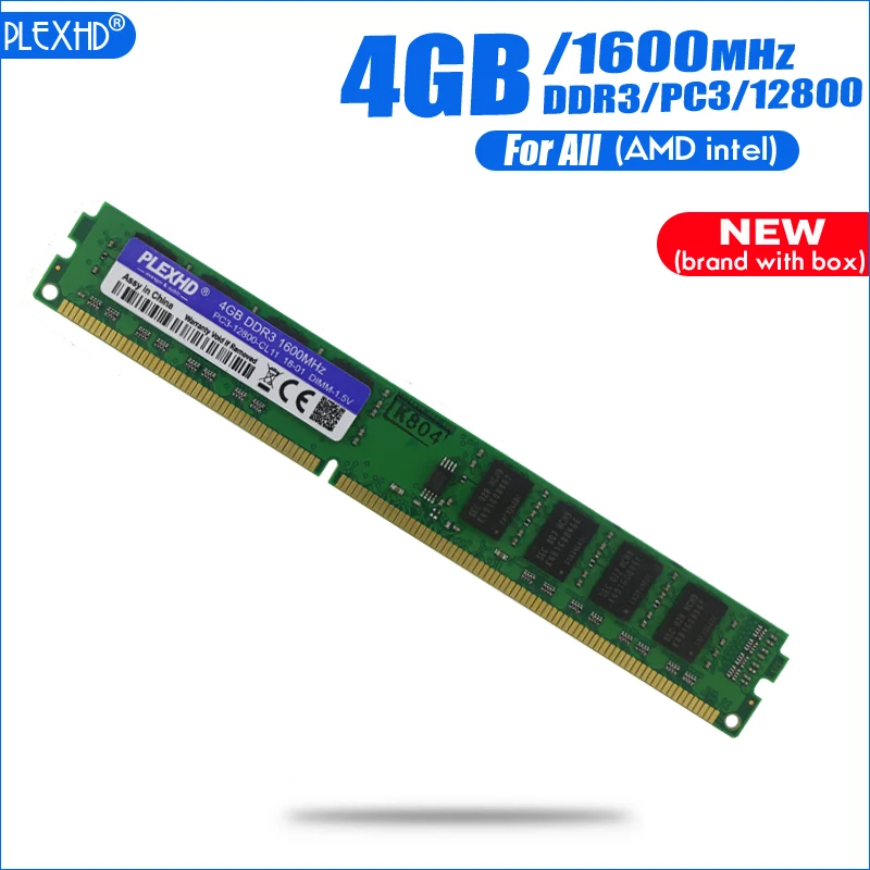 PLEXHD 4 Гб DDR3 PC3-12800 4G PC3 12800 1600 МГц для настольных ПК оперативная Память DIMM(для intel amd) полностью Совместимая система