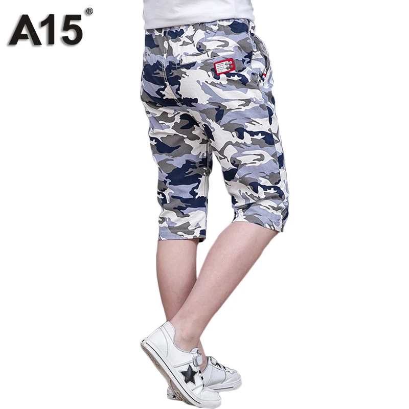 

A15 Boys Pants Trousers Summer 2018 Kids Clothes Boys Kids Pants Sports Boy Camouflage Teens Short Trousers 6 8 10 12 14 16 Year