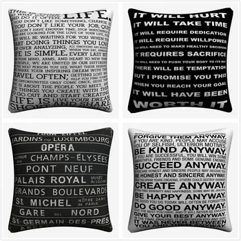 

Retro Life Motivation Words Soft Cotton Linen Cushion Covers 45x45cm Vintage Pillowcase For Sofa Home Decoration Almofada