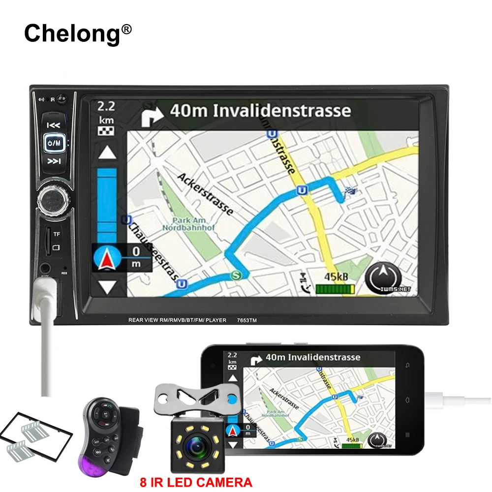 

2 Din 7 inch Car MP4 MP5 Video Players Car Auto Audio Radio FM Bluetooth with Rear View Camera Steering Wheel Control 7653TM