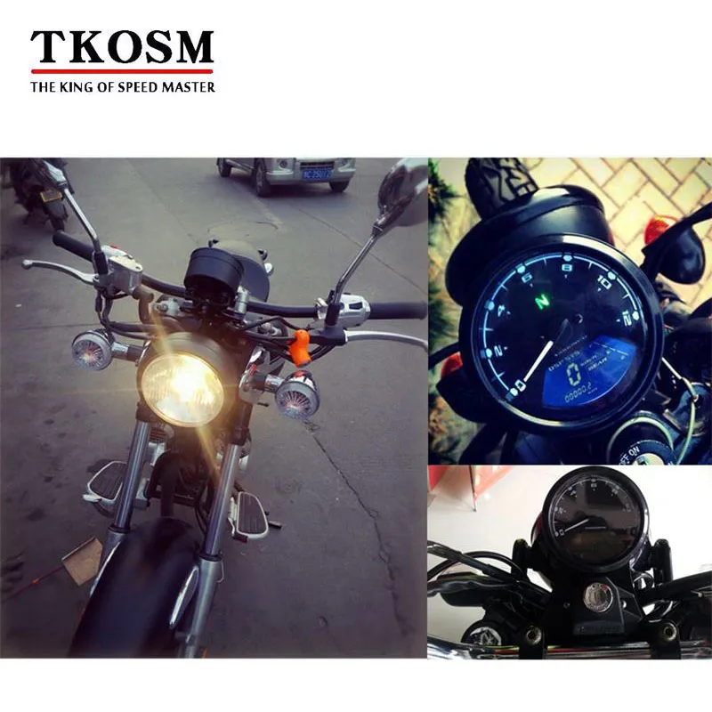 

TKOSM Universal Motorcycle Digital Speedometer LCD Backlight Odometer Tachometer Gauge Motorbike 12000RPM Function for Honda