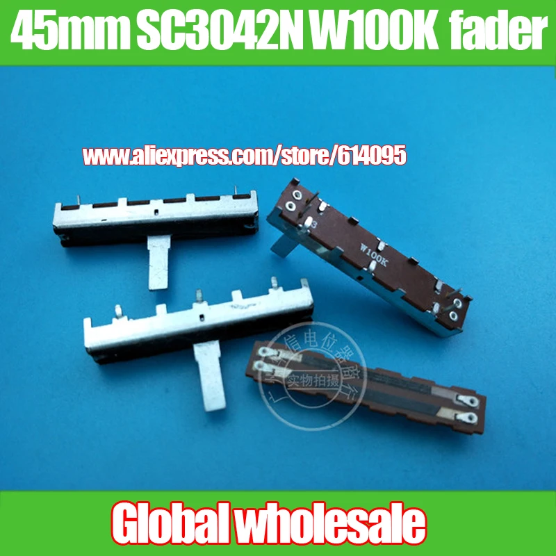 

3pcs SC3042N W100K 45MM Sliding Fader Single Potentiometer / Iron Handle 15MM With Midpoint / 4 Feet