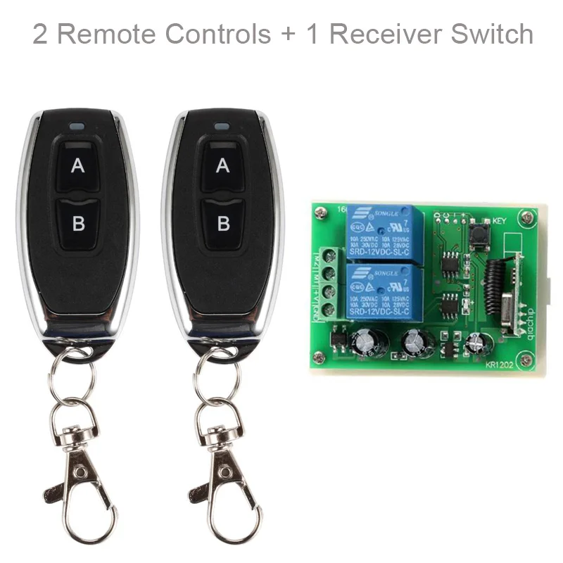 QIACHIP Беспроводной удаленного Управление переключатель 433 Mhz DC 12 V РФ реле приемника модуль для DC двигателя вперед и назад управление Лер переключатель - Цвет: 2 RC and 1 Receiver