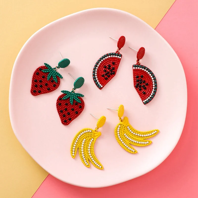 

2019 Summer Earrings Korean Brincos Fruit Pendientes Fresh Cute Mujer Moda boucle d'oreille femme Creative Ear Jewelry Girls