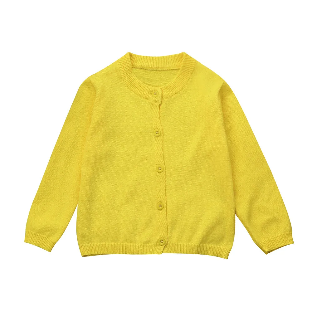 

2018 hot children's solid color sweater four Toddler Kid Boys Girls Clothes Knitted Colorful Solid Sweater Cardigan Coat Tops