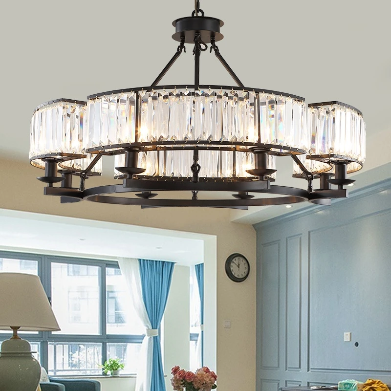 Vintage Glass Crystal LED Light Fixture Cottage American pendant light