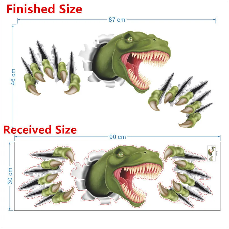 3d яркие наклейки на стену с динозавром для детской комнаты, художественное украшение для детской спальни, детский мультяшный плакат - Цвет: 1492