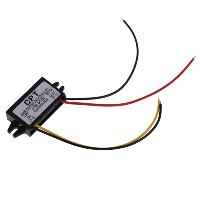 Convertidor de CC a CC CC de autom/óvil de 12 V a 5 V 3A 15 W Regulador de convertidor reductor con USB de montaje en panel hembra con cuatro protecci/ón de seguridad inteligente para audio de autom/ó