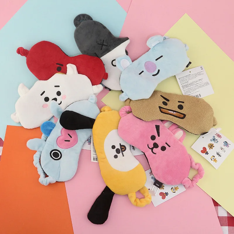 K поп Bangtan мальчики мультфильм BT21 милые тени для век BTS мягкие удобные плюшевые хлопковая маска для глаз патч армия путешествия отдых сна
